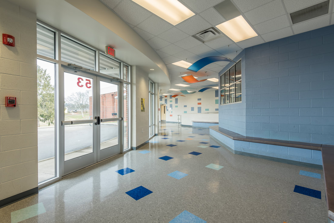 Entrance and School Bus Waiting area in Brown Intermediate School in Sweetwater