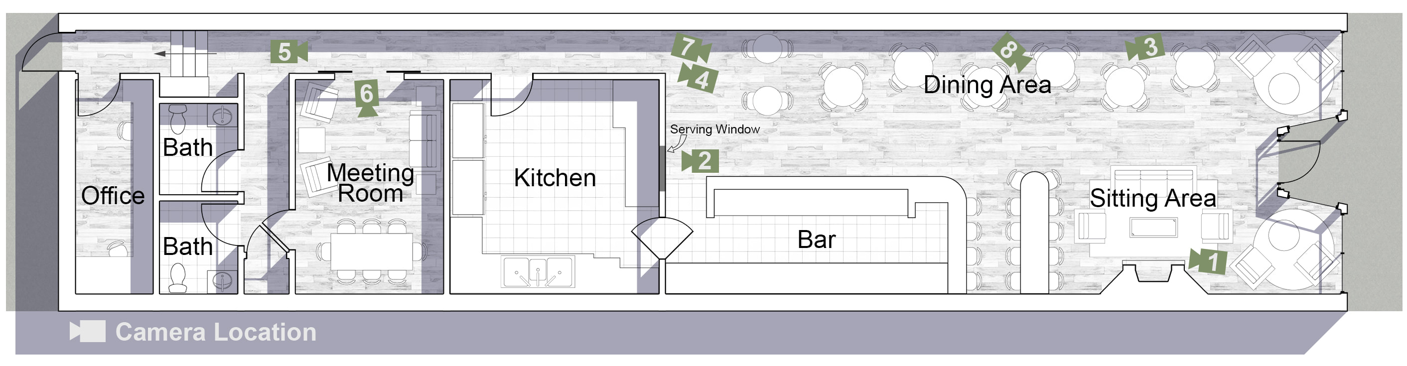 Cup Runneth Over Floor Plan and Camera Locations