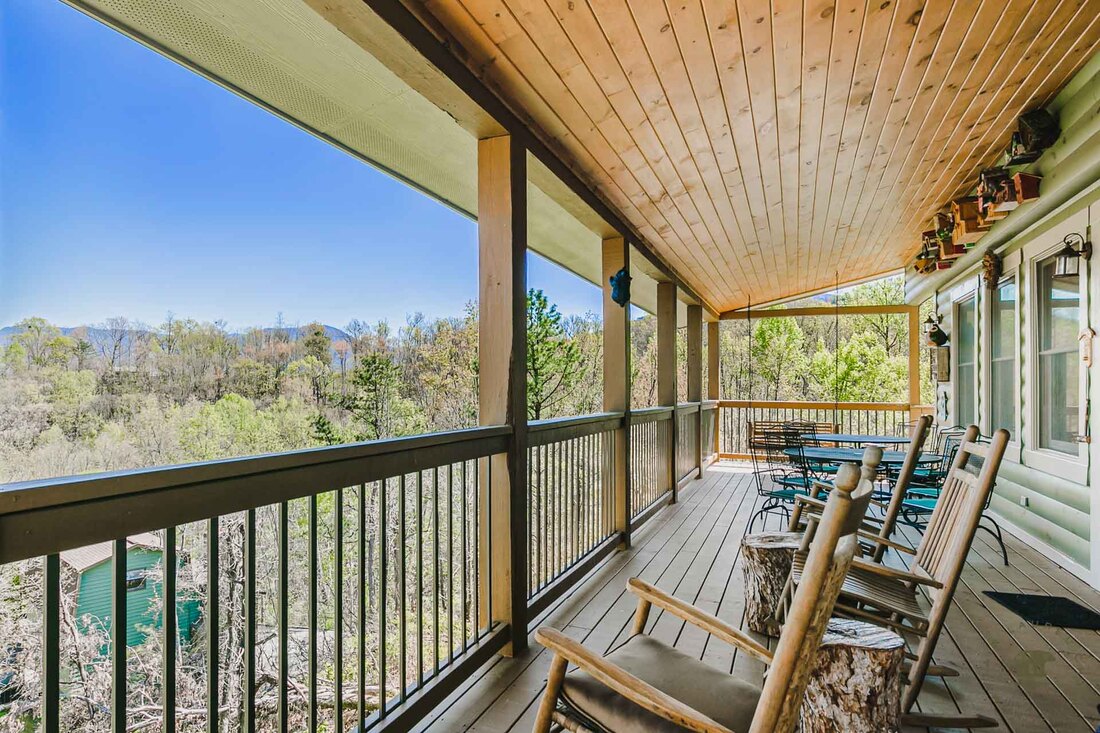 Rocking Chairs on Porch with a View at the Gatlinburg Manor Chalet