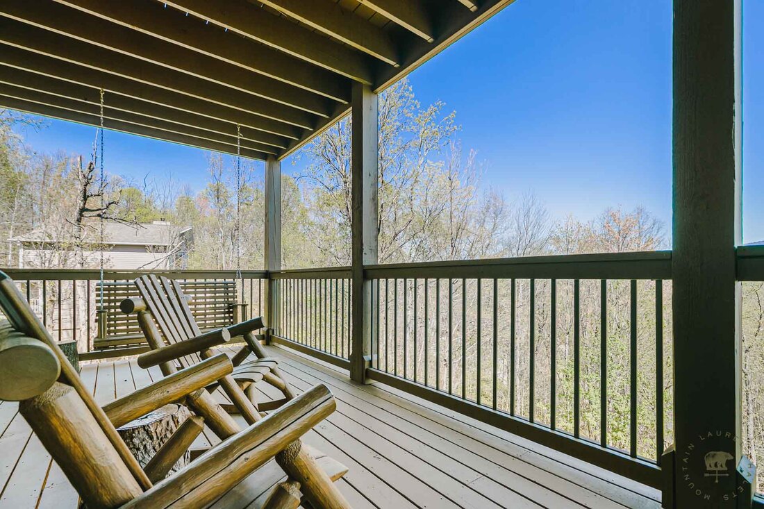 Covered Porch with Great View of Mount LaConte at Gatlinburg Manor Chalet