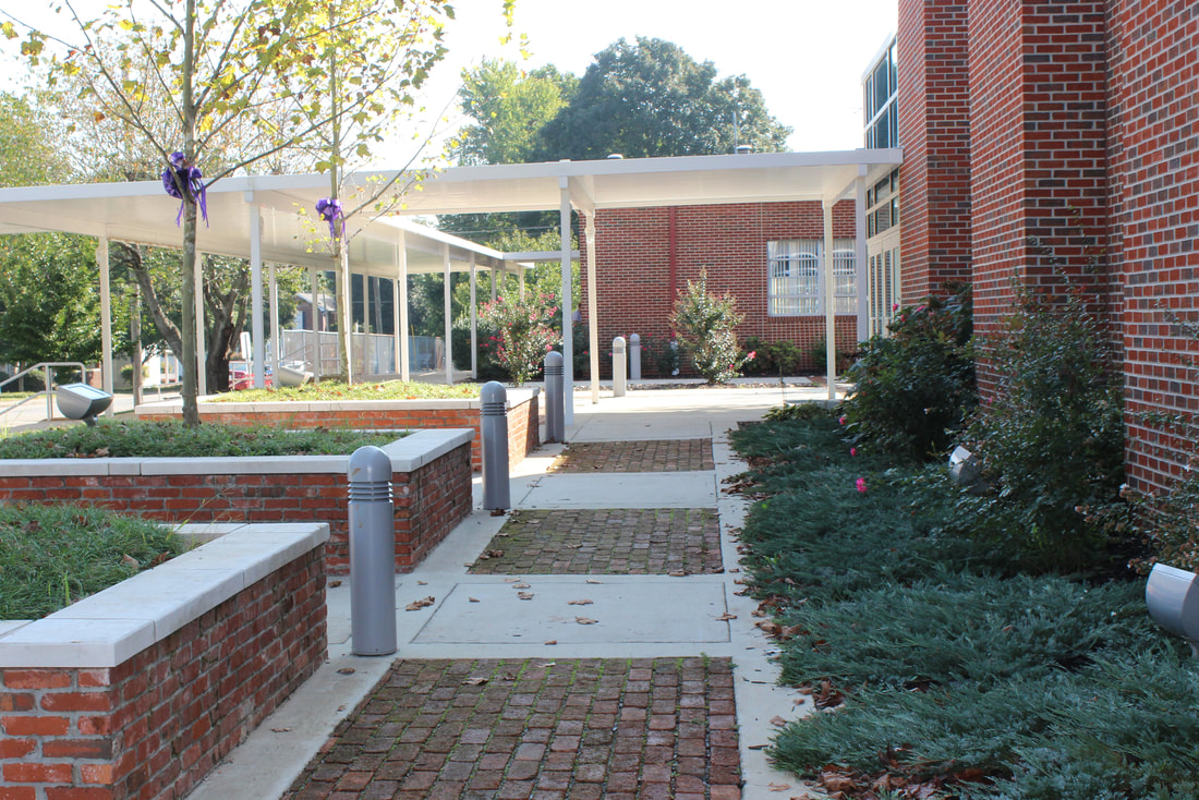 Repurposed Bricks in Planters and Pavers at Sweetwater Elementary School Addition