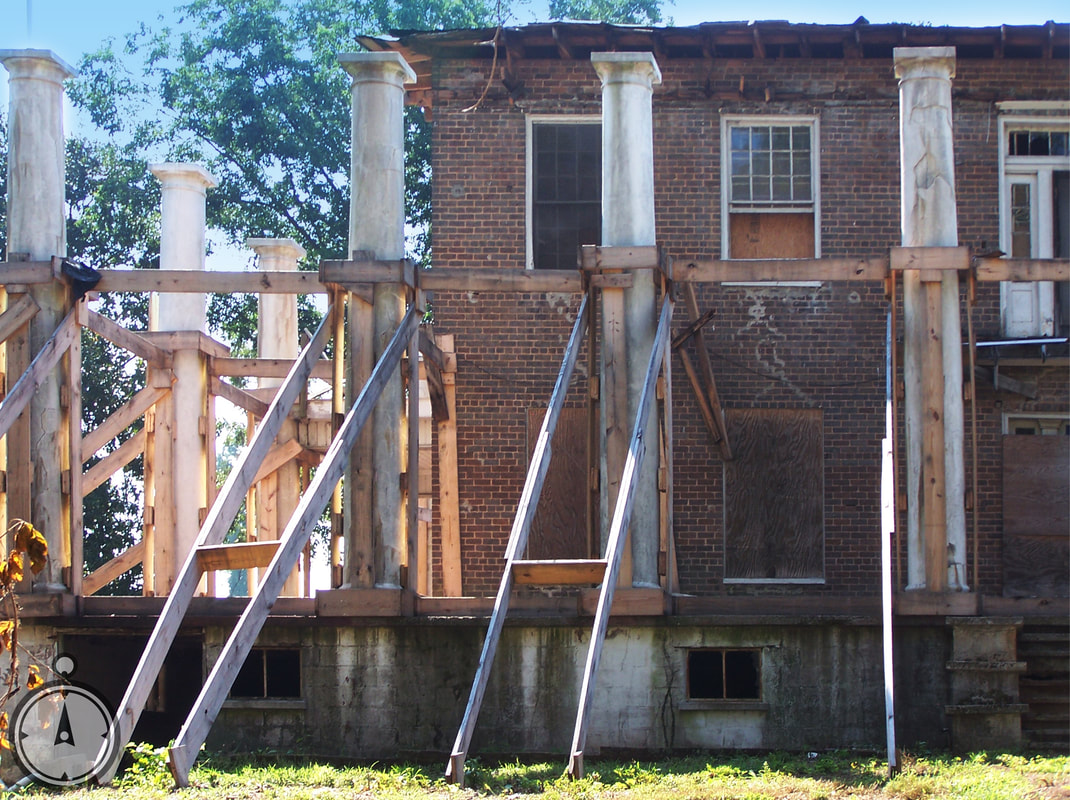 Rear View of Balcony and Back Porch and Porch Columns