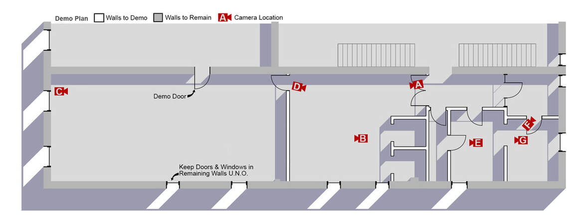 Demo Plan of Second Level of Building Prior to Restoration